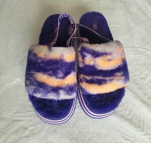 UGG Disco Marble Violet Night sheepskin platform slippers Size 8